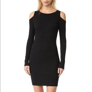 LNA Small Black Ashley Jane Ribbed Cold Shoulder Dress